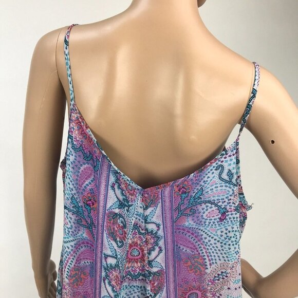 35 NEWS Boho Floral Paisley Printed Chiffon Hi Low Sleeveless Mini Dress Size 14 - Picture 5 of 6